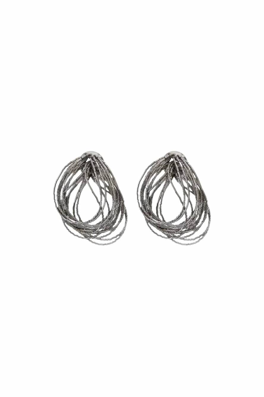 NEW BRUNELLO CUCINELLI clustered loop earrings in cemsw
